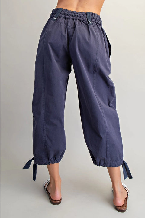 Mineral Washed Tied Cuffed Jogger Pants