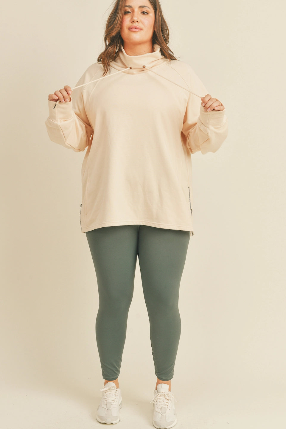 Mock Neck Side Zippers Sweatshirt-Clothing - Women-Kimberly C-Lavender-1X-Urbanheer