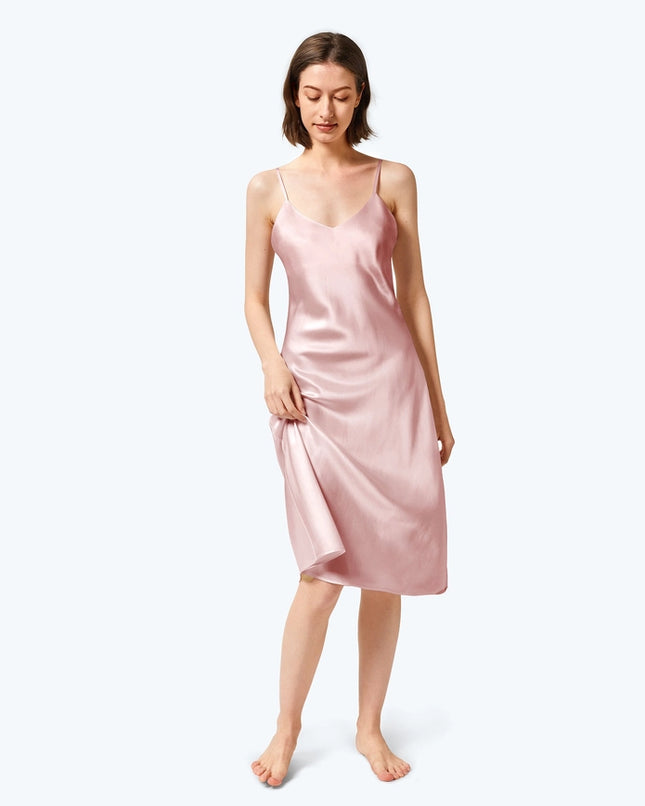 Classic Silk Night Gown Rosy Pink-Night Gown-MommeSilk-Urbanheer