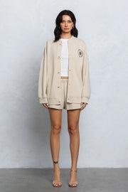 Embroidered Oversize Cardigan and Shorts Set Tan-Sets-No Vacancy-S-Urbanheer