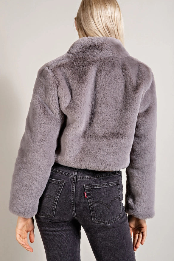Cropped Faux Fur Jacket-Jacket-EDIT by NINE-BLUE GREY-S-Urbanheer