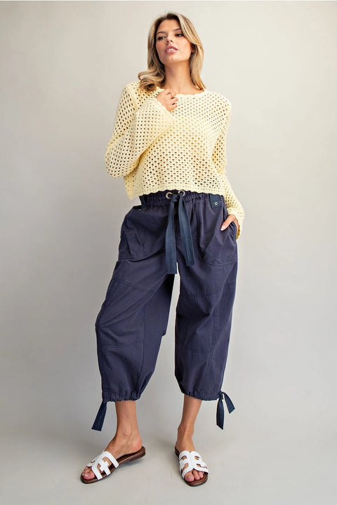Mineral Washed Tied Cuffed Jogger Pants