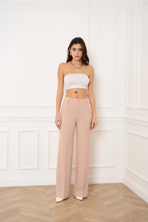 Wide-Cut Tailored Trousers