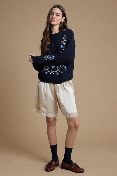 Floral Embroidered Sweater