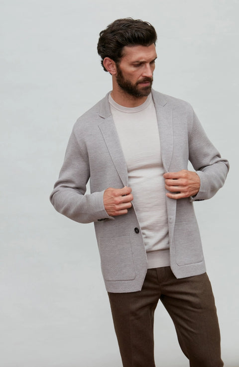 Lightweight Extra Fine Merino Wool Knitted Blazer