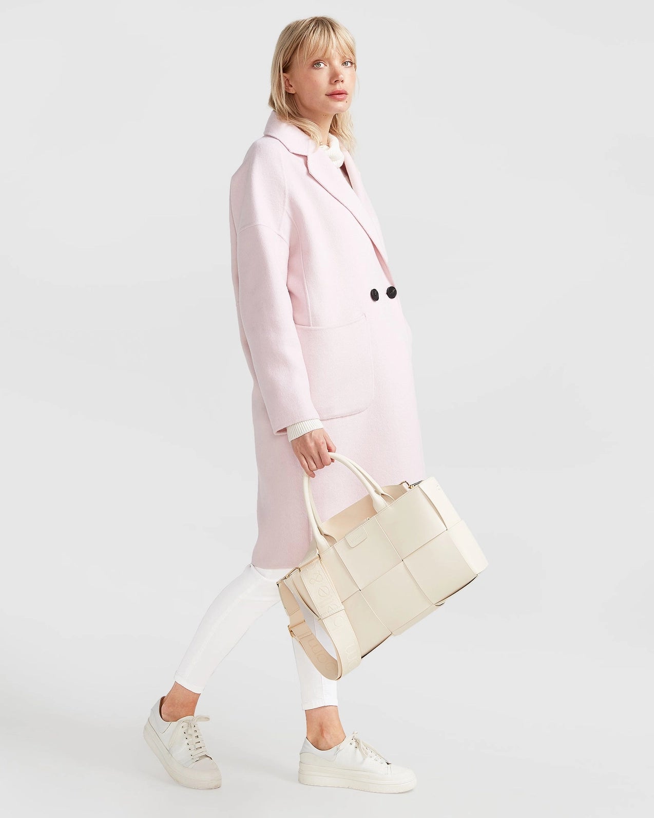 Publisher Double Breasted Wool Blend Coat Pale Pink