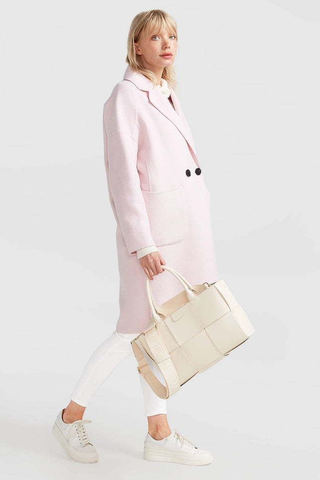 Publisher Double-Breasted Wool Blend Coat - Pale Pink-Clothing - Women-Belle & Bloom-S-Urbanheer