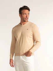 Creme V-Neck Sweater-Sweater-Williot-S-Urbanheer