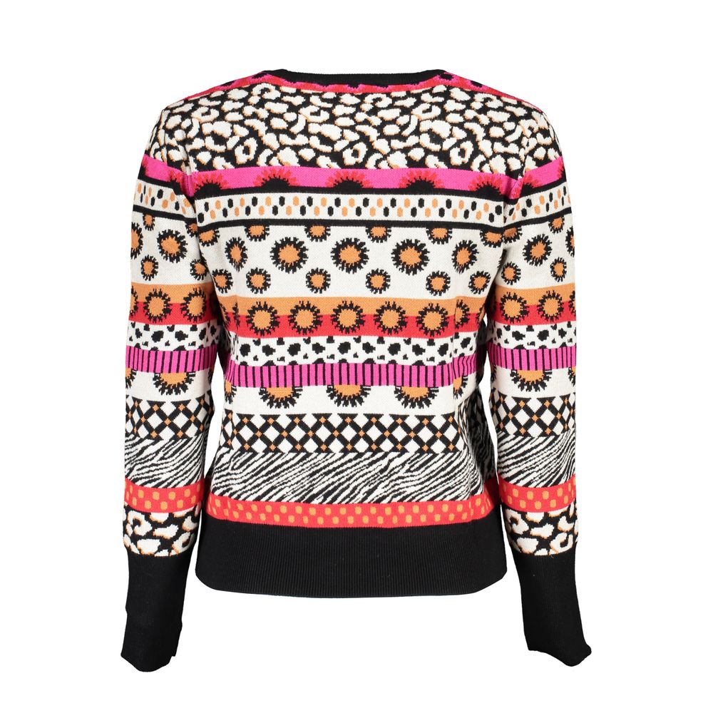 Desigual Chic Pink Contrast Crew Neck Sweater-Desigual-XL-Urbanheer