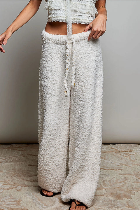 Solid Adjustable Drawstring Waist Casual Sweater Pants