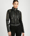 Pyramid Stud Mesh Genuine Leather Moto Jacket - Black