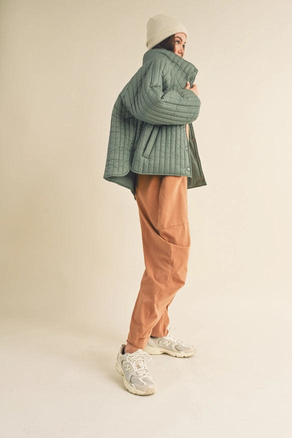 Sage Classic Silhouette Quilted Jacket-Jacket-Kimberly C-S-Urbanheer