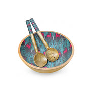 Deer Damask Salad Bowl With Salad Servers-Tiramisu-Urbanheer