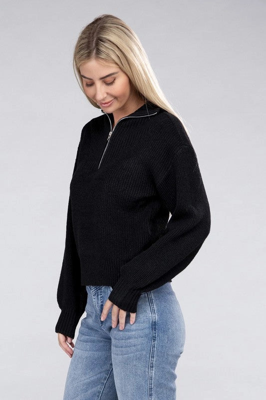 Easy-Wear Half-Zip Pullover Black-Pullover-Blak Wardrob-S-Urbanheer