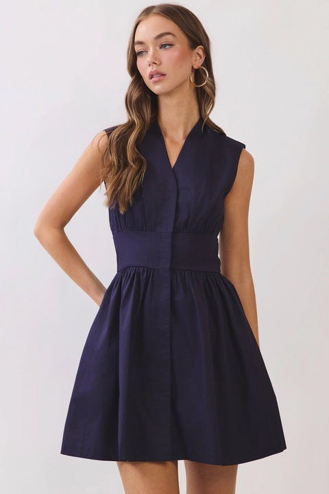 Sleeveless Fit & Flare Waist Belt Mini Dress