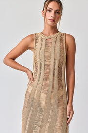Lillian Ladder Knit Dress Taupe-Dresses-Papermoon-S-Taupe-Urbanheer