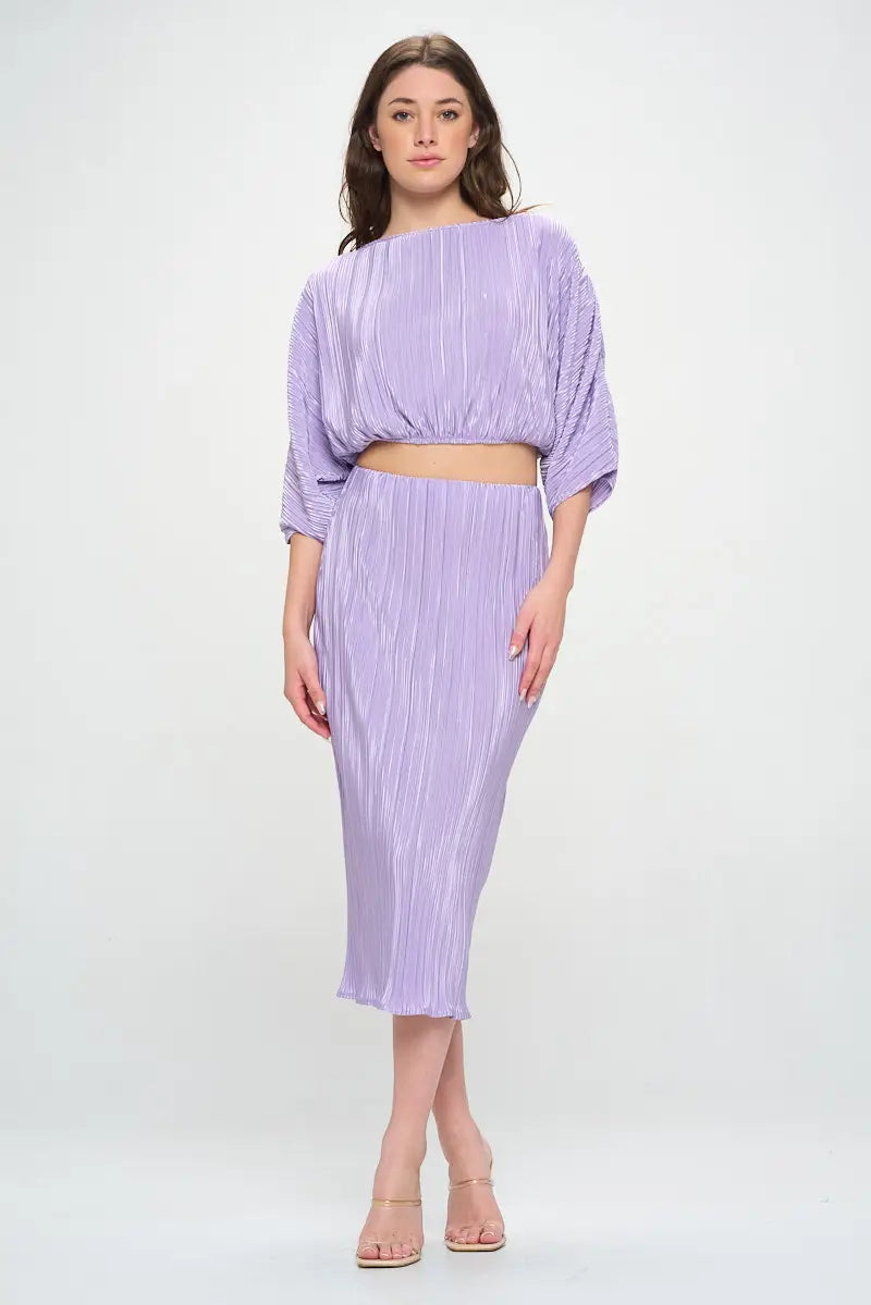 Vibrant Plisse Scoop Neck Crop Top-Renee C.-S-Urbanheer