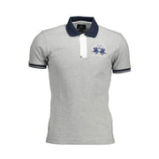 La Martina Gray Cotton Men Polo Shirt-La Martina-XXL-Urbanheer