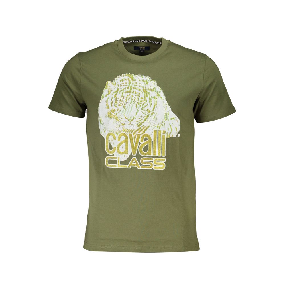 Cavalli Class Green Cotton T-Shirt-Cavalli Class-M-Urbanheer