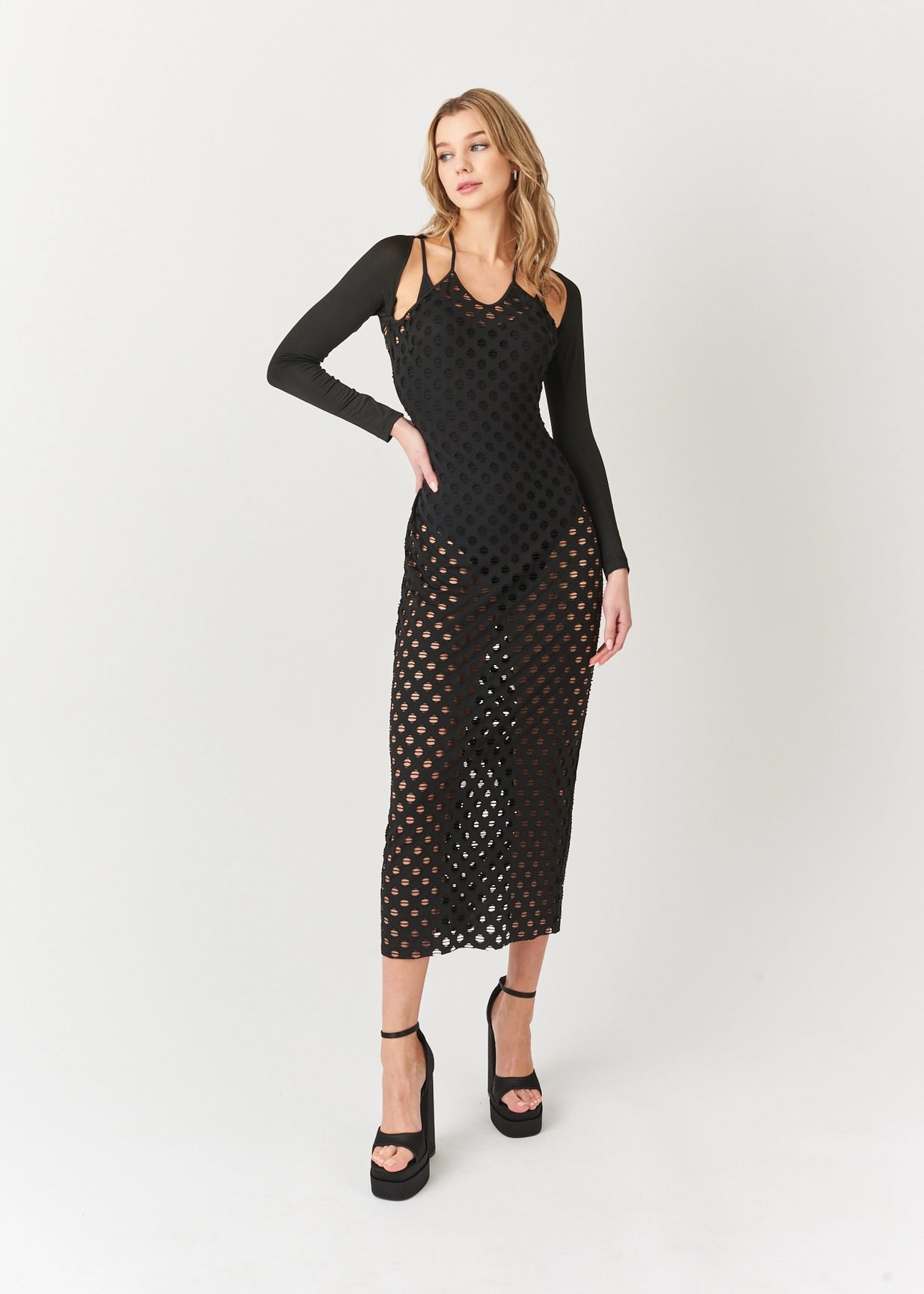 Simone Long Sleeve Halter Neck Maxi Dress-Clothing - Women-Amy Lynn-S-Black-Urbanheer