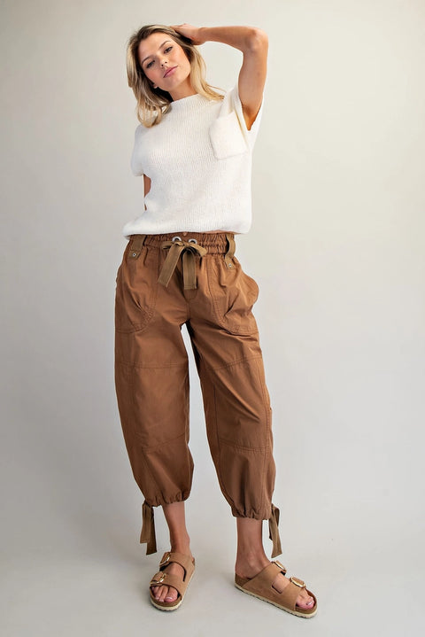 Mineral Washed Tied Cuffed Jogger Pants