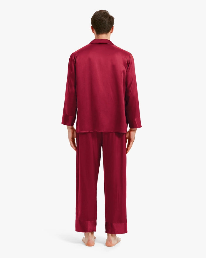 His & Hers Classic Silk Pajamas Claret-Pajamas-MommeSilk-XS-Men's-Urbanheer