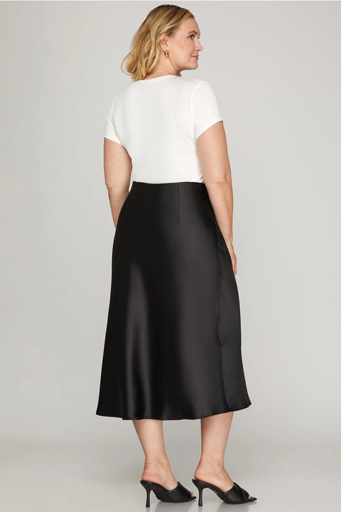 Satin Bias Midi Skirt Plus size