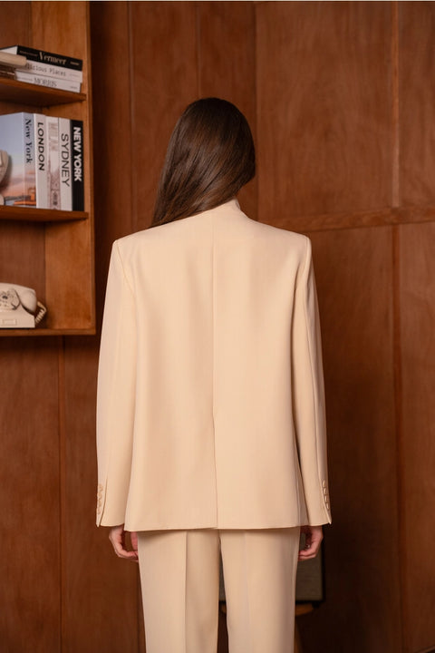 Timeless Structured Jacket with Fold-Down Officer Collar
