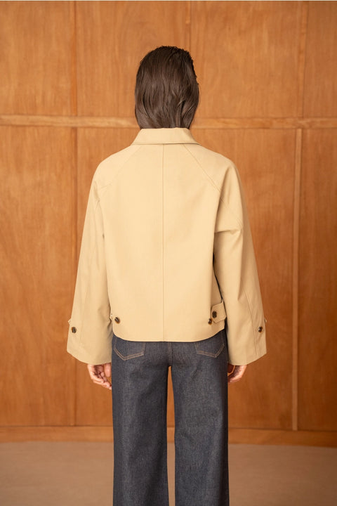 Utility Short Jacket with Lapels That Can Be Turned Up Into A Stand-Up Collar