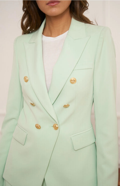 Timeless Fitted Double-Breasted Suit Jacket with Gold Buttons Water Green