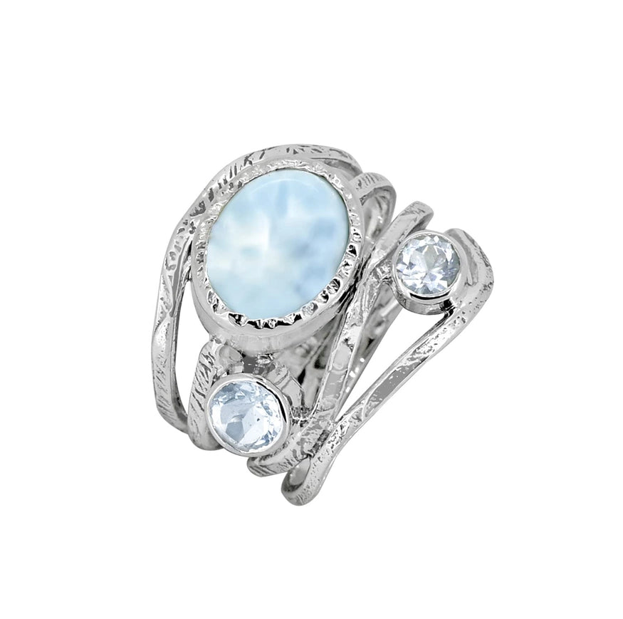 Larimar Blue Topaz 925 Sterling Silver Antique Ring-Ring-Tiramisu-6-Urbanheer