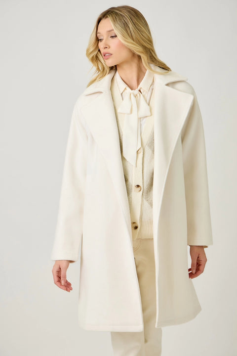Lapel Collar Robe Coat - Snow White