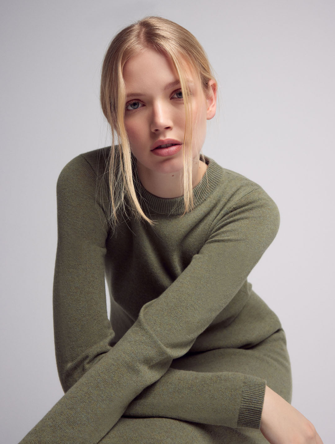 Zoe Cashmere Knitted Long Sleeve Dress Green-Clothing - Women-Leap Concept-Green-OS Fit-Urbanheer