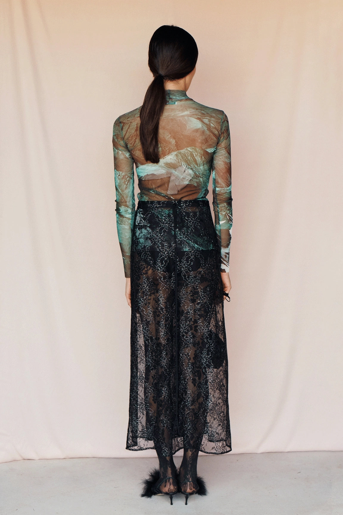 Mara Sheer Top - Landscape-Clothing - Women-eikō ai-S-Urbanheer