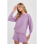 Sweater Lounge Set Lavender-Sets-Pink Irene Wholesale-S-Urbanheer