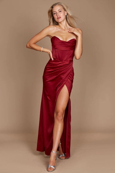 Dylan & Davids Long Satin Formal Evening Dress-Dylan & Davids-Eggplant-18-Urbanheer