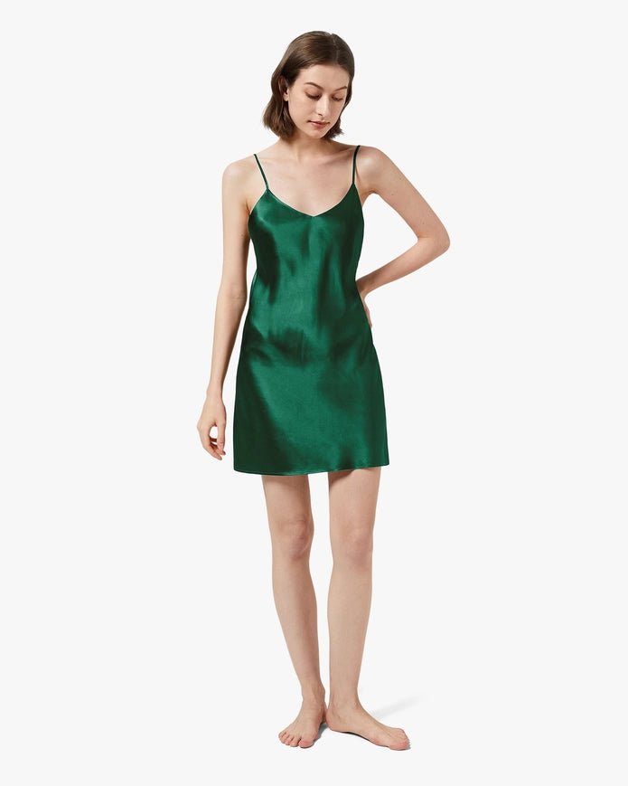 Classic Silk Chemise Emerald Green-Chemise-MommeSilk-XS-Urbanheer