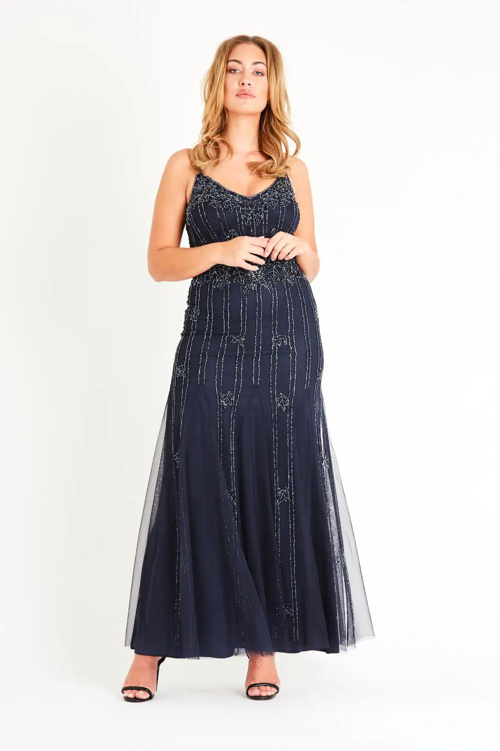 Keeva Maxi Dress - Navy-lace and beads-6-Urbanheer