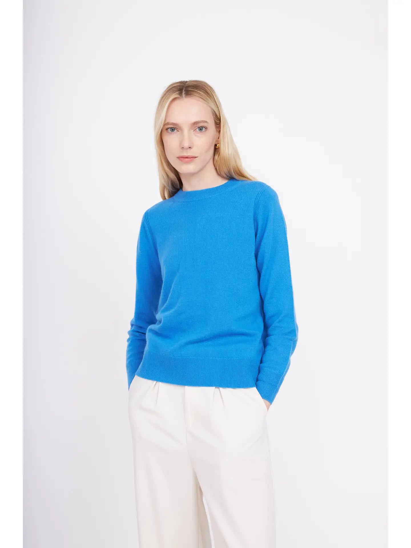 Crewneck Cashmere Sweater Azure Blue