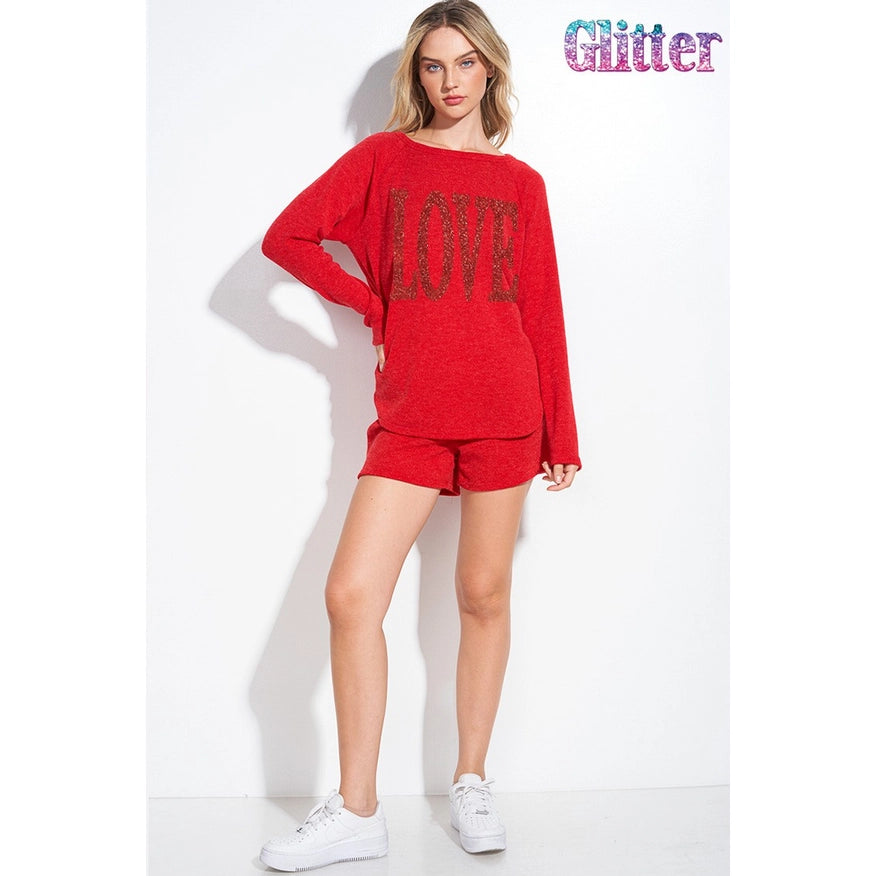 Love Sequin Lounge Set Red-Sets-Faith Apparel-S-Urbanheer