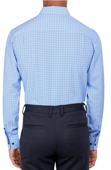 Regular Fit Geo Print Dress Shirt-W.R.K-15-Blue-Urbanheer