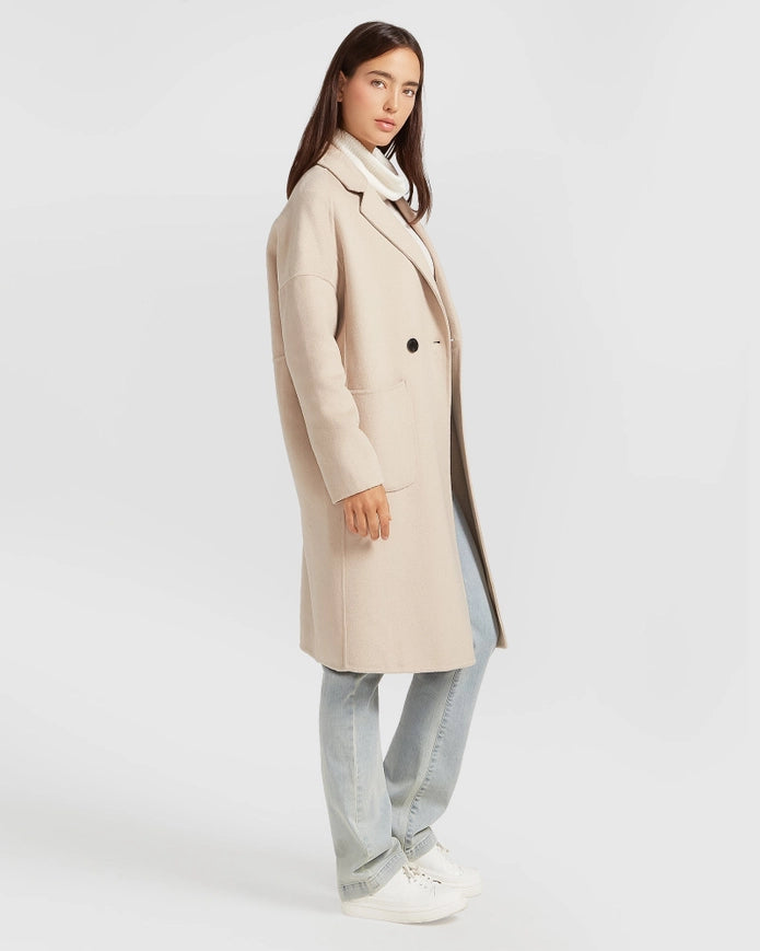 Publisher Double-Breasted Wool Blend Coat - Sand-COAT-Belle & Bloom-XS-Urbanheer