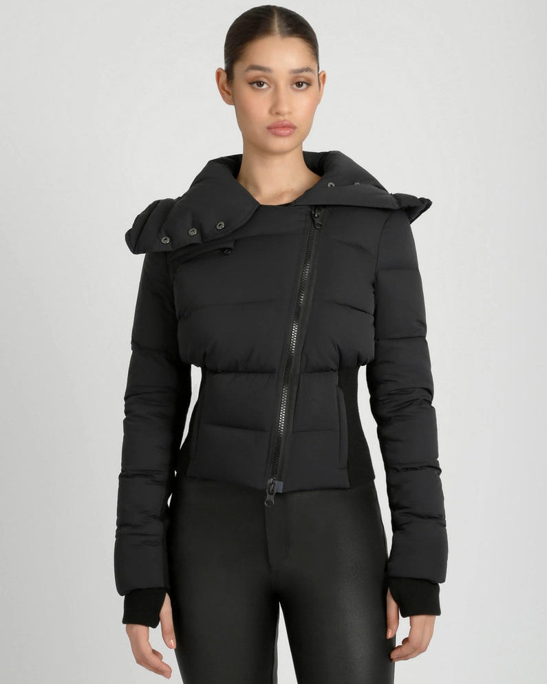 Asymmetrical Puffer Jacket Black