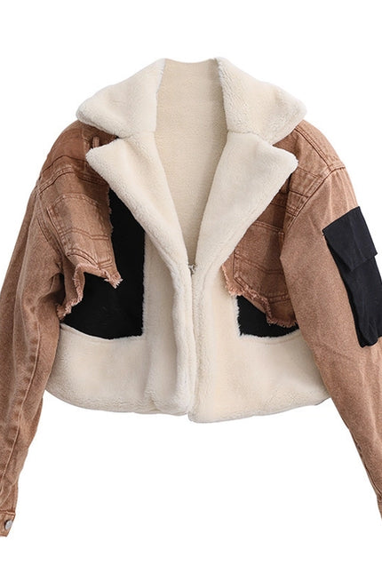 Jk006 Women'S Bomber Jacket Fleece Long Sleeve-Jacket-Productseeker-Brown-S-Urbanheer