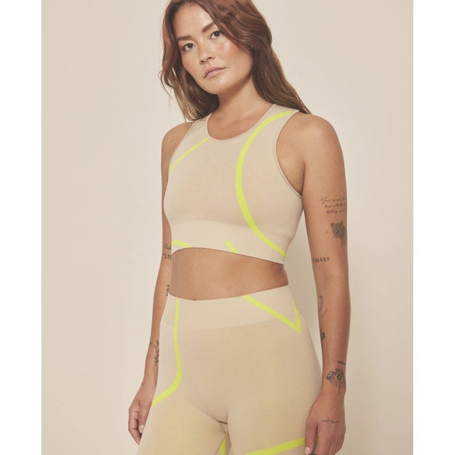 Loud Logo Crop Top - Silver Moon / Cyber Lime-TOP-Moonchild Yoga Wear-S-Urbanheer