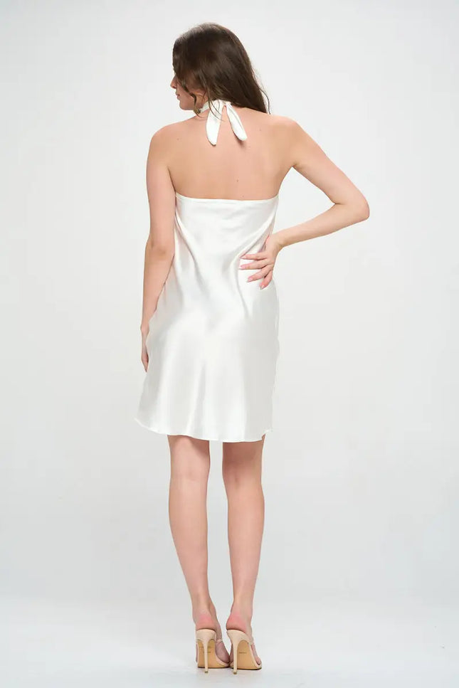 Silky Satin Cowl Neck Dress With Open Back-Clothing - Women-Renee C.-Urbanheer