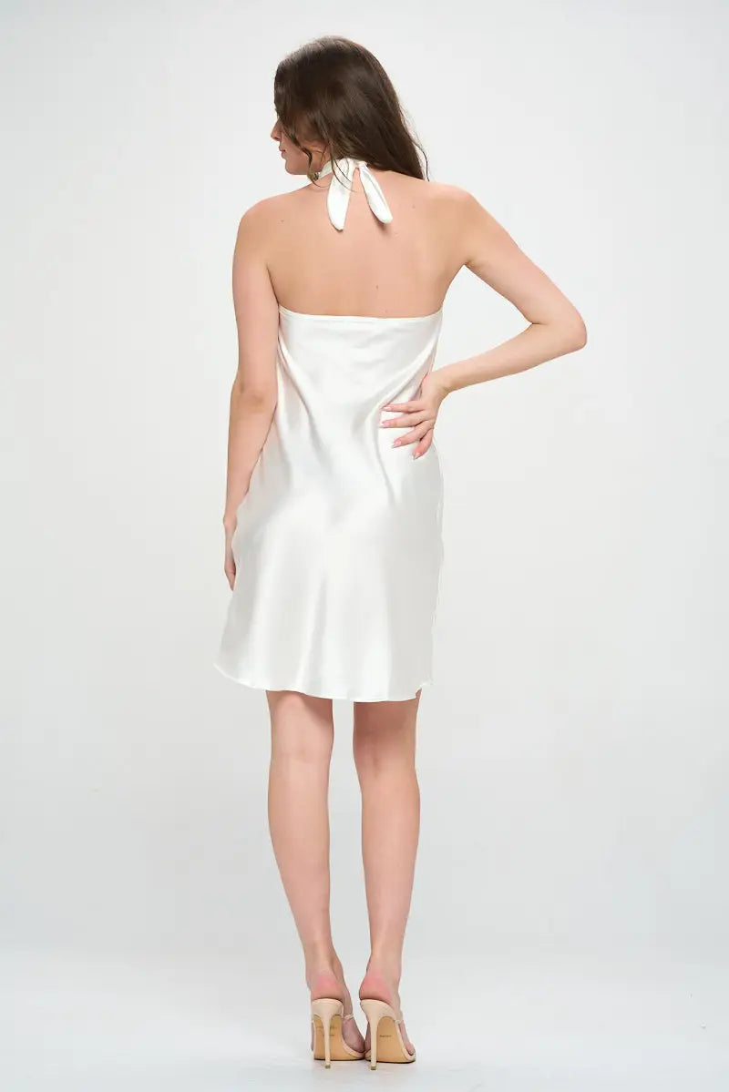 Silky Satin Cowl Neck Dress With Open Back-Clothing - Women-Renee C.-S-Urbanheer