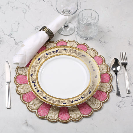 Pink Floral Beaded Placemat