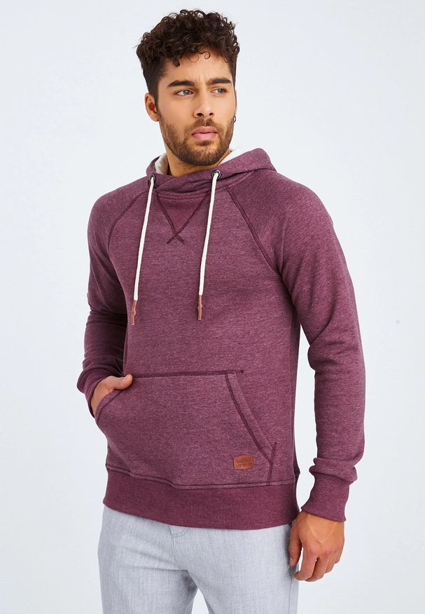 Men'S Hoodie Hood Bordeaux Melange-Hoodie-Leif Nelson GmbH-S-Urbanheer