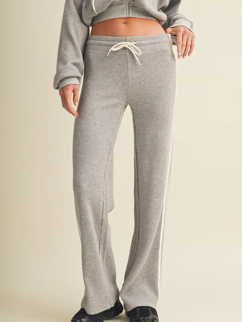 Side Stripe Cozy Waffle Knit Pants